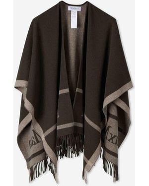 Max Mara Poncho Lana Logo - Negro