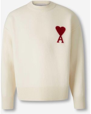 Ami Paris Maglia Collo Rotondo - Bianco