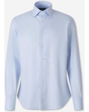 Canali Plain Cotton Shirt - Blue