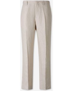 Berwich Linen Chino Trousers - Natural