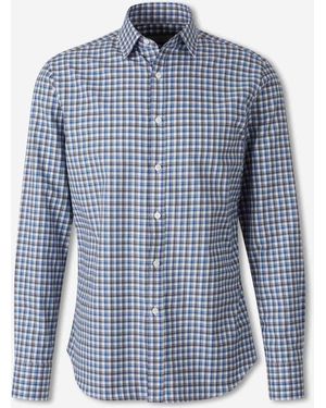 Canali Cotton Plaid Shirt - Blue