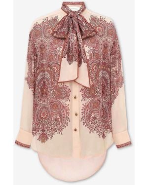 Zimmermann Bedrucktes Hemd Mit Schleife - Pink
