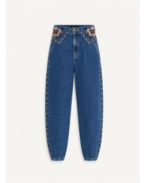 FARM Rio Embroidered Studded Jeans - Blue