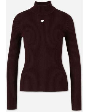 Courreges Ribbed Jersey Logo - Purple