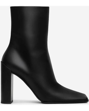 Alaïa Square Leather Booties - Black