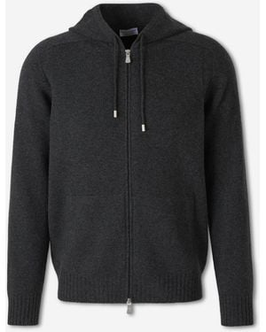 Santa Eulalia Wool Cardigan With Hood - Black