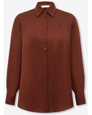 Zimmermann Blouse Soie Unie - Marron