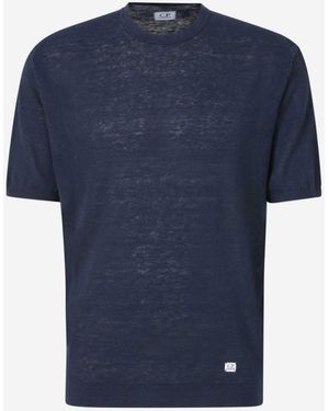 C.P. Company Camiseta Lisa Lino - Blu