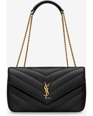 Saint Laurent Bolso Loulou Medium Matelassé - Negro