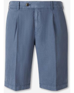 PT Torino Casual Bermuda Shorts With Pleats - Blue
