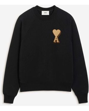 Ami Paris Felpa Logo Cotone - Nero