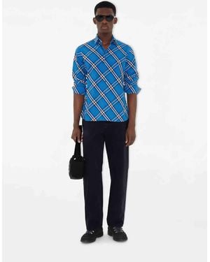 Burberry Camisa Algodón Cuadros - Azul