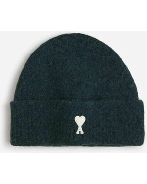 Ami Paris Logo Knit Hat - Blue