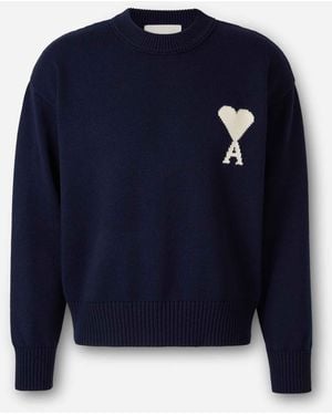 Ami Paris Pull À Col Rond - Bleu