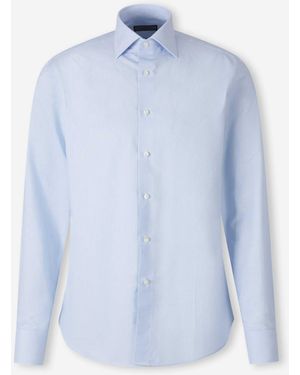 Canali Plain Cotton Shirt - Blue