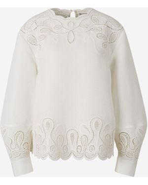 Jonathan Simkhai Embroidered Linen Top - White