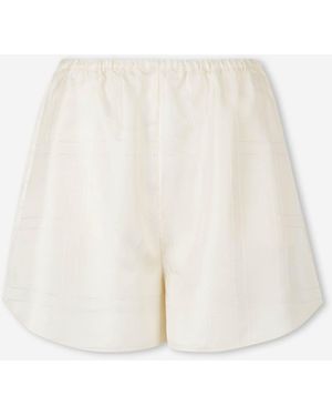 TOTEME Monogram Wide Leg Shorts - White