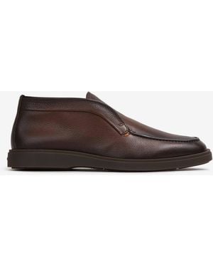 Santoni Grained Leather Ankle Boots - Brown