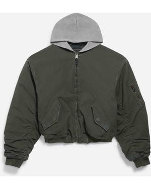 Balenciaga Bomber Jacket With Hood - Green