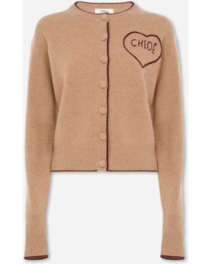 Chloé Cardigan Mit Herzlogo - Natur