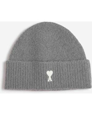 Ami Paris Gorro Punto Logo - Gris