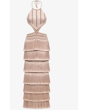 PATBO Fringe Knit Dress - Natural