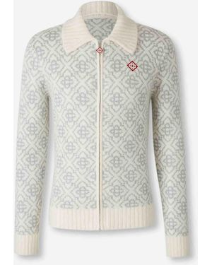 CASABLANCA Knit Zip Cardigan - White