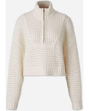 STAUD Openwork Zip Cardigan - White