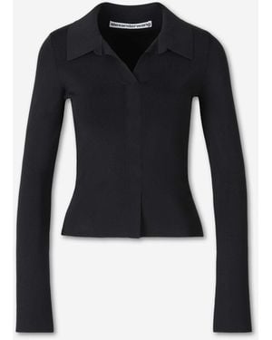 Alexander Wang Fine Jersey With Polo Collar - Blue