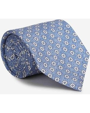 Santa Eulalia Floral Print Silk Tie - Blue