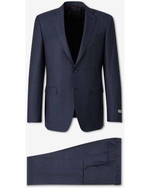 Canali Gerader Wollanzug - Blau
