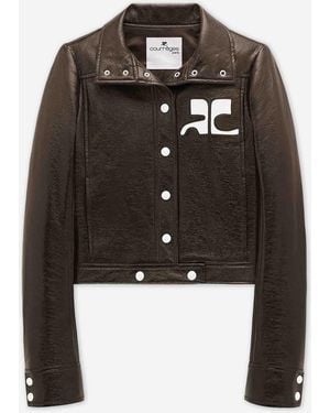 Courreges Vinyl Biker Jacket - Black