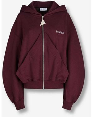 The Attico Felpa Con Zip E Cappuccio - Rosso
