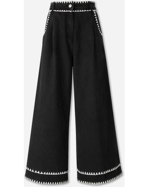 FARM Rio Wide Leg Crochet Jeans - Black