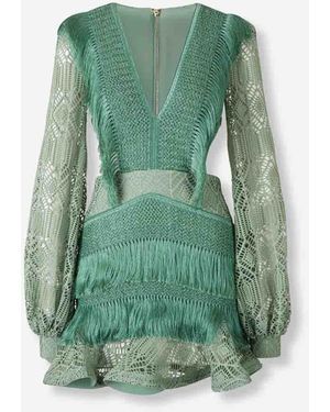 PATBO Mini Fringe Dress - Green