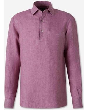 ZEGNA Plain Linen Shirt - Purple