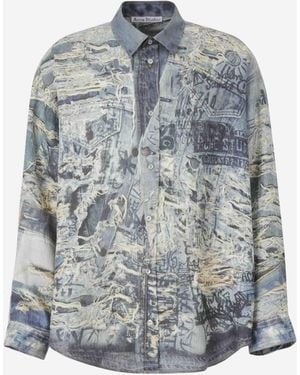Acne Studios Printed Linen Shirt - Blue