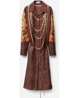 Versace Silk Shirt Dress - Brown