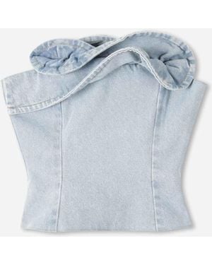 Magda Butrym Ruffled Denim Top - Blue