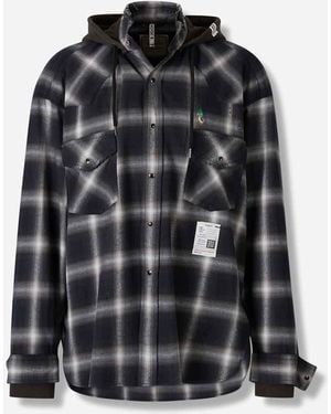 Maison Mihara Yasuhiro Camicia Sovrapposta Con Cappuccio A Quadri - Nero