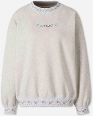 Chloé Sudadera Logo Bordado - Blanco