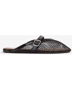 Alaïa Flat Openwork Mules - Black