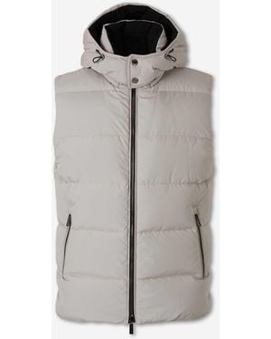 Moorer Feathered Vest Hood - Gray