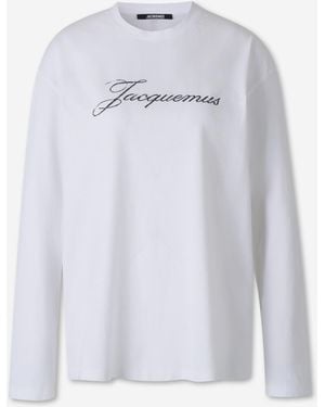 Jacquemus T-Shirt A Maniche Lunghe Logo - Grigio