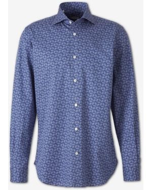 Vincenzo Di Ruggiero Printed Cotton Shirt - Blue