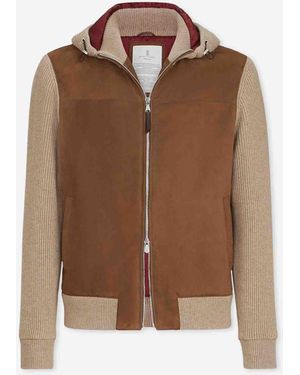 Brunello Cucinelli Bomber Jacket Leather Suede - Brown