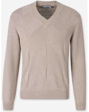 Canali V-Neck Jumper - Brown
