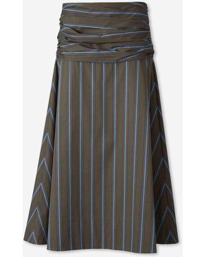 STAUD Falda Midi Rayas - Gris