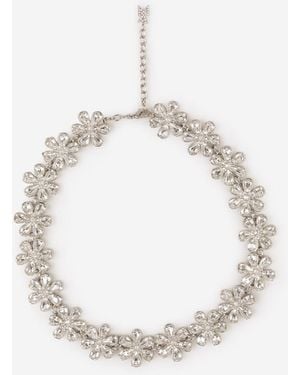 AMINA MUADDI Collar Cristales Flores - Blanco