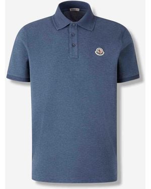 Moncler Polo Piqué Cotone - Blu